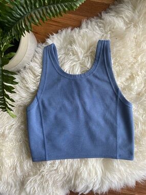 Lululemon Ribbed Crop Tank Blue Size 6 Athletic Top